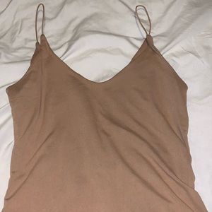Light brown V neck cami bodysuit NWT
